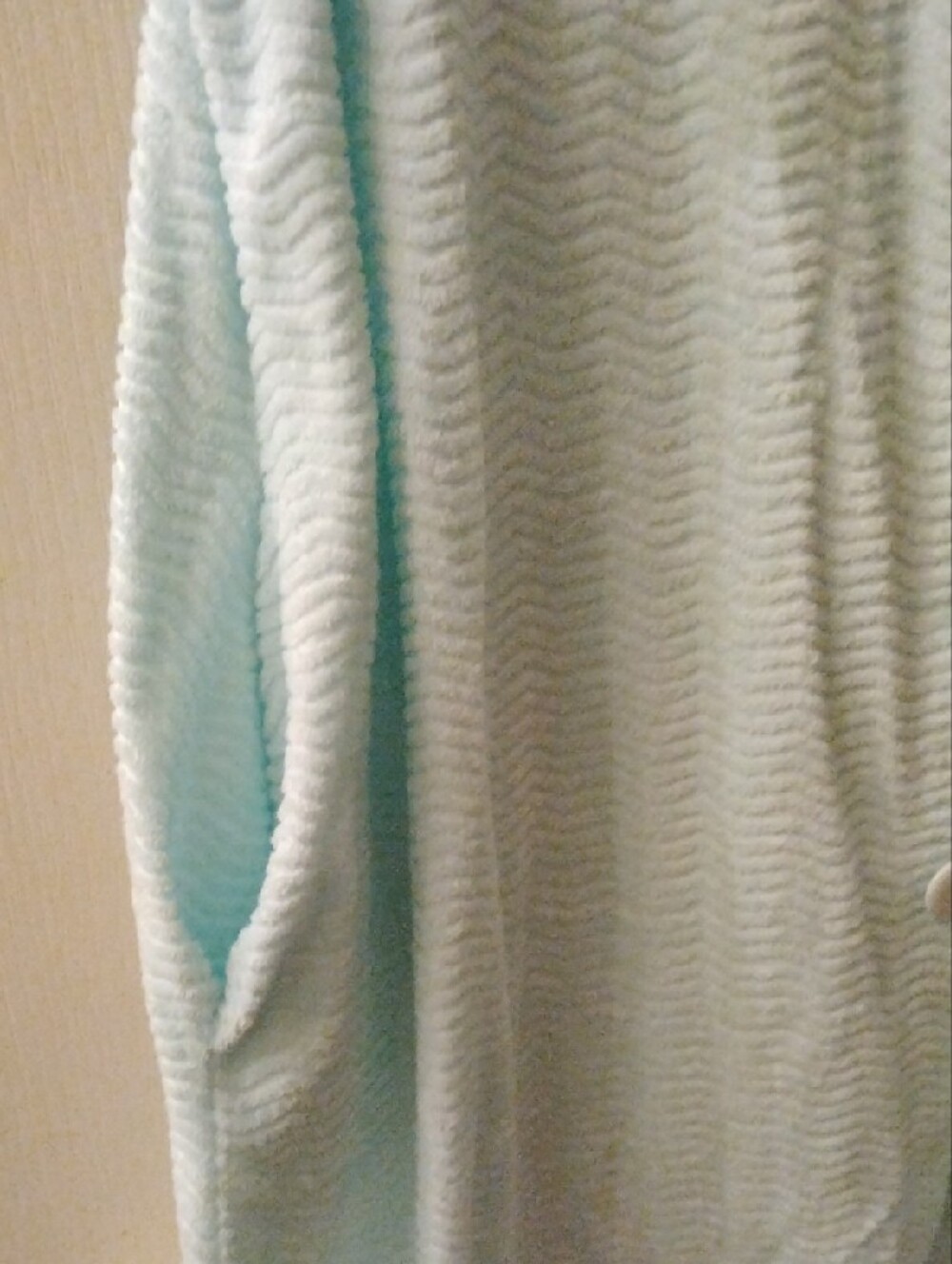 Light Aqua Button-Front Knit House Coat - Picture 6 of 11